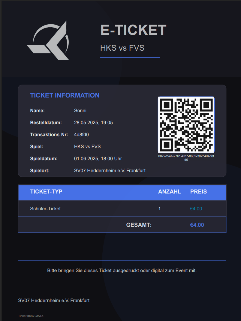Screenshot of an e-ticket